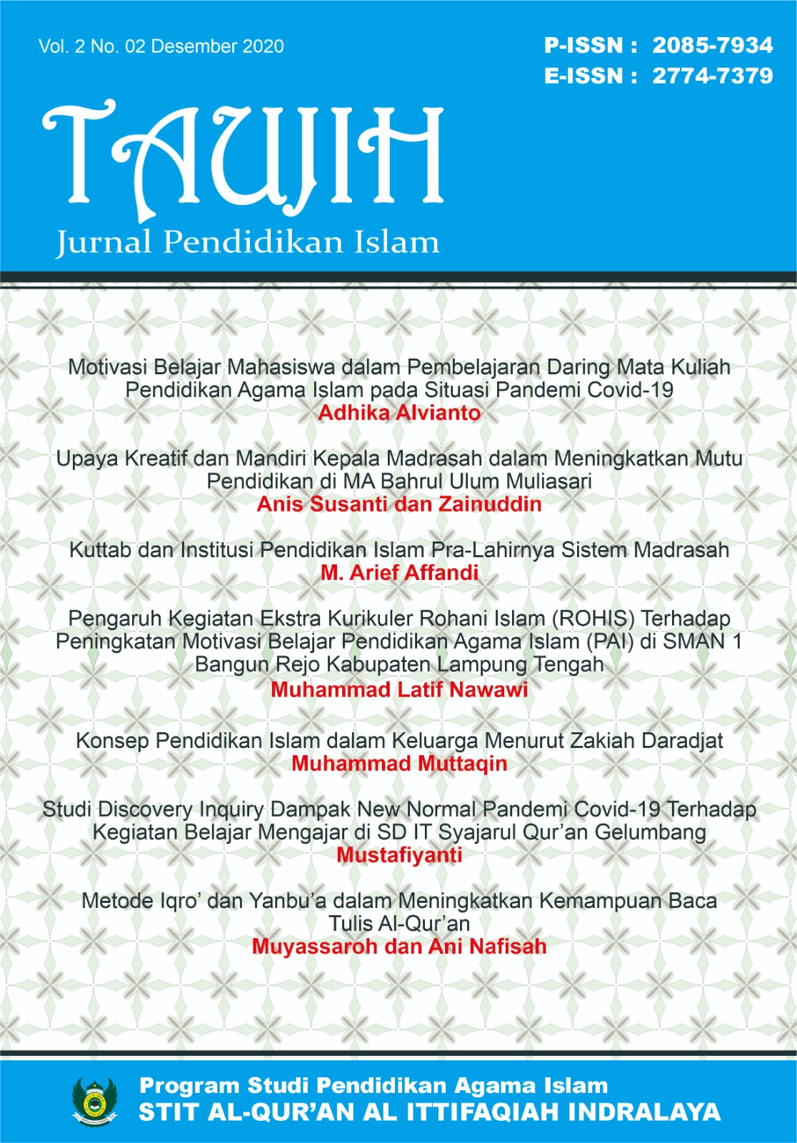 Jurnal Taujih Vol 2 No 2 edisi Desember 2020